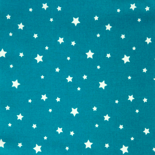 Tissu étoiles turquoise foncé et blanc 50x75 cm