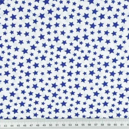 Tissu coton étoiles bleu et blanc  50x80 cm