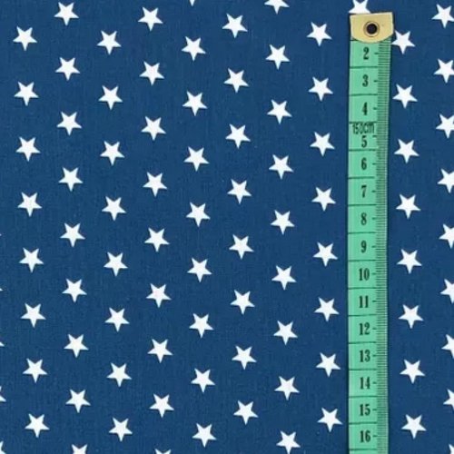 Tissu coton étoiles bleu et blanc  50x80 cm