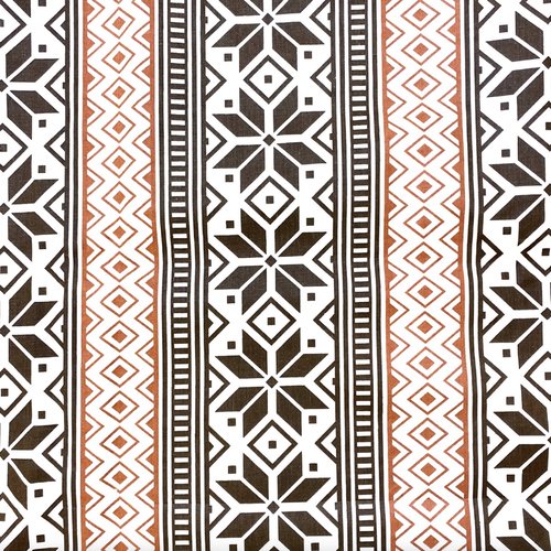Tissu scandinave marron et orange  50x80 cm
