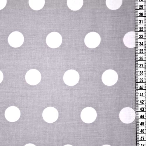 Tissu coton à pois 22mm gris et blanc 50x70 cm