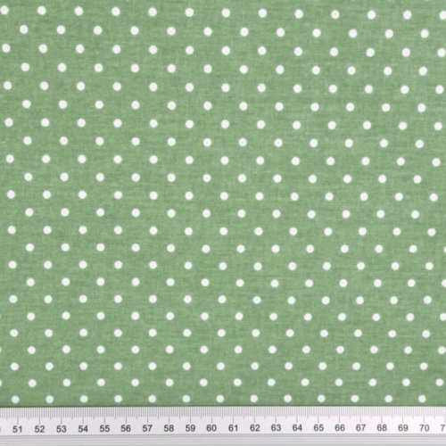 Tissu à pois 4mm vert sauge et blanc 50x80 cm