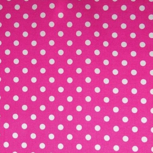 Tissu coton à pois 7mm rose et blanc 50x72 cm
