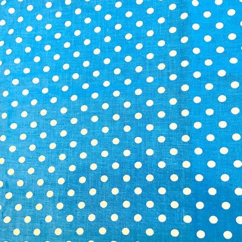 Tissu  pois 7mm turquoise et blanc 50x72 cm