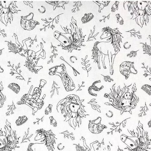 Tissu à colorier chevaux 50x75 cm