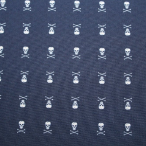 Tissu têtes de mort marine et blanc 49x75cm