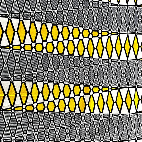 Tissu coton wax jaune et marine 72x57cm