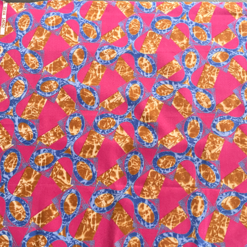 Tissu coton wax rose et bleu 50x58 cm