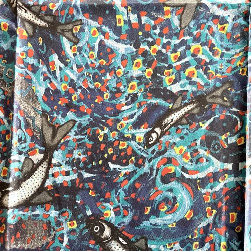 Tissu enduit sardines 57x75cm