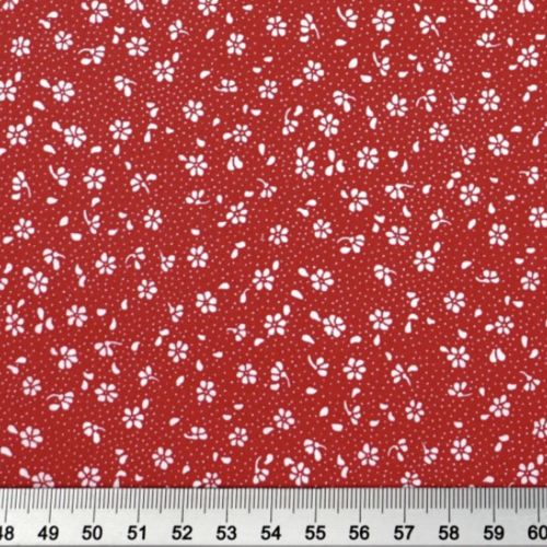 Tissu fleurs liberty rouge et blanc 50x80 cm