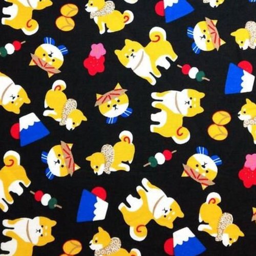 Tissu coton chiens akita ou shiba 50x74 cm