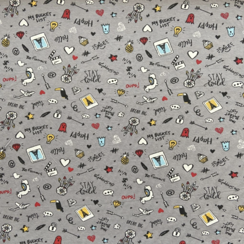 Tissu déco graffiti gris 50x80cm