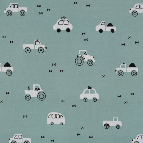 Tissu voitures vert sauge 80x50cm