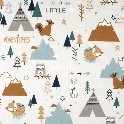 Tissu enfant animaux renards et lapins 50x75cm