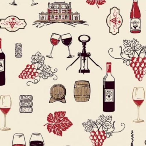 Tissu thème vignoble 50x80 cm