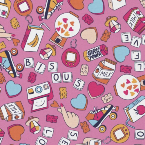 Tissu fille girl power 58x75cm