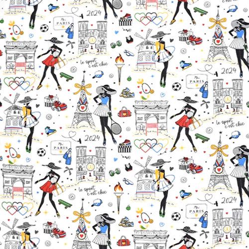 Tissu coton paris jo 2024  60x73cm
