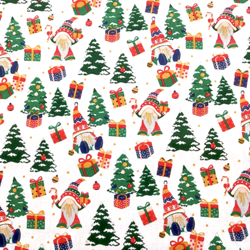 Tissu coton gnomes de noël 58x75cm