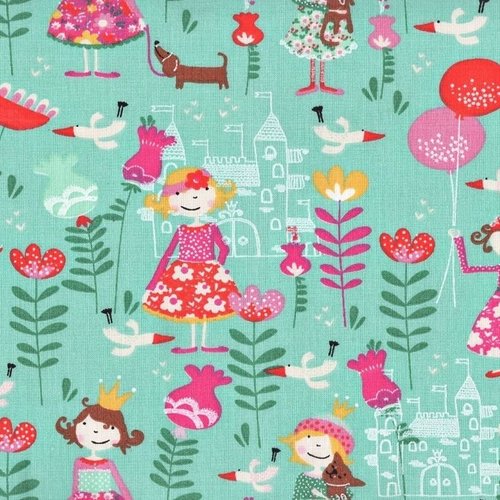 Tissu coton princesses 49x80 cm
