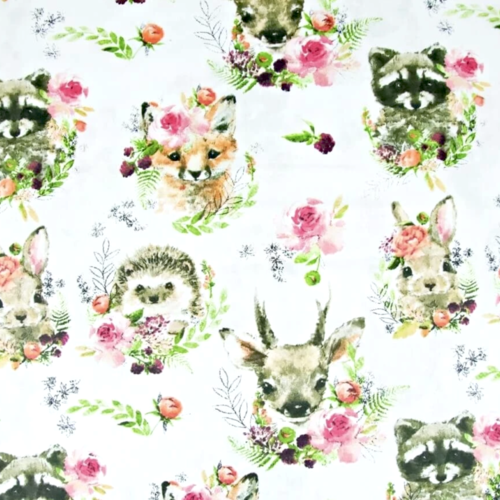 Tissu enfant animaux er fleurs 50x80 cm