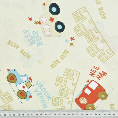 Tissu garçon police et pompier 50x80cm