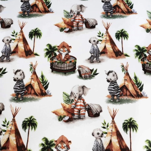 Tissu enfant animaux et tipis indiens 80x50 cm