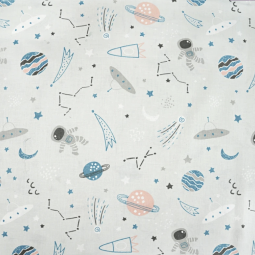 Tissu enfant planètes et fusées 50x80 cm