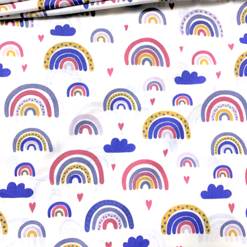 Tissu arc en ciel  rose et mauve fille 50x80cm