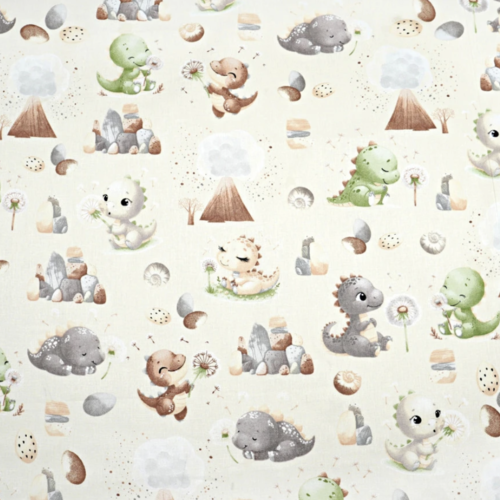 Tissu dinosaures multicolores 50x80cm
