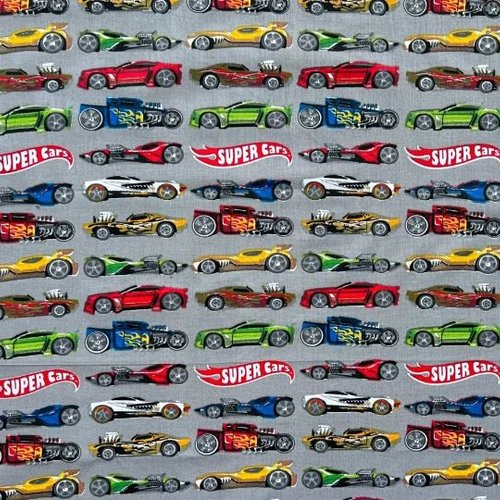 Tissu voitures gris 50x80cm