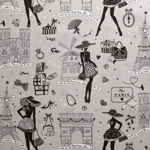 Tissu paris "la petite robe noire"  54x73cm