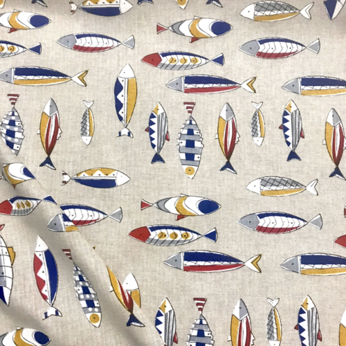 Tissu ameublement poissons 52x70 cm