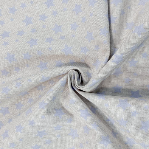 Tissu ameublement étoiles beige et bleu 52x68cm