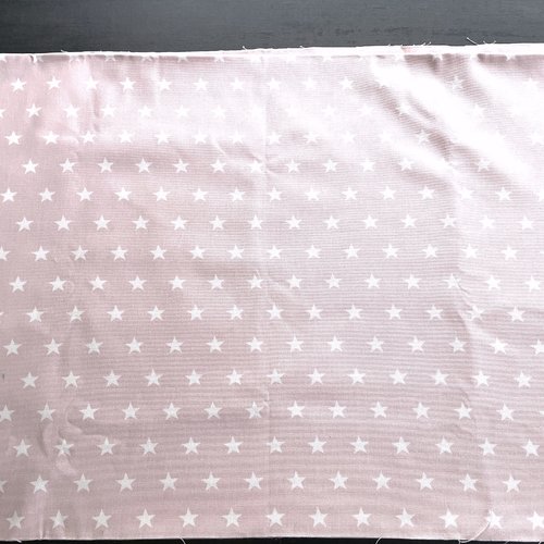 Tissu ameublement étoiles rose poudré et blanc 50x75cm