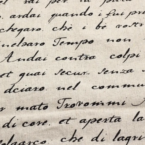 Tissu ameublement lettres beige et noir 49x75cm