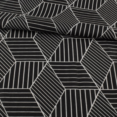 Tissu ameublement noir et blanc 50x74 cm