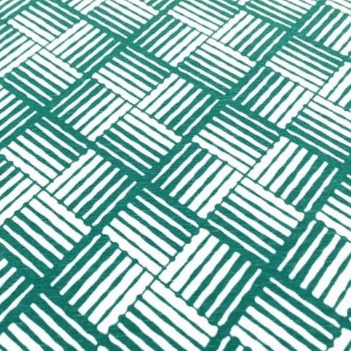 Tissu ameublement graphique vert et blanc 52x69 cm