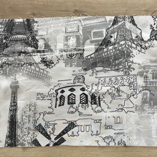 Tissu paris et tour eiffel 47x142cm