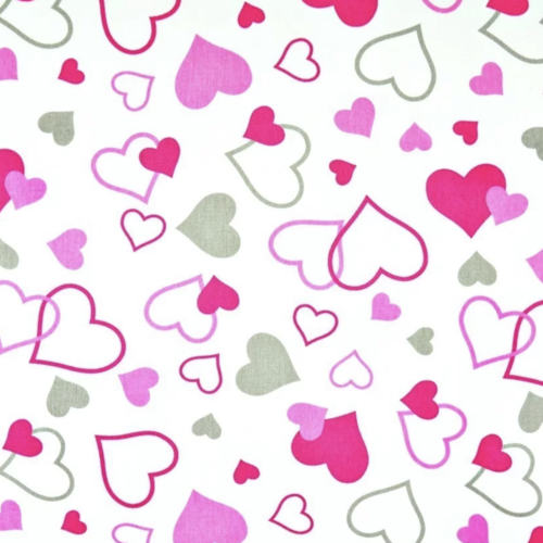 Tissu coeurs rose et gris 50x80cm