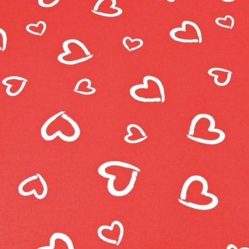 Tissu coeurs rouge et blanc 50x80cm