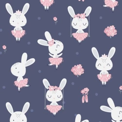 Tissu fille petit lapin danseuse 50x80cm