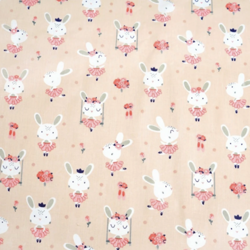 Tissu fille petit lapin danseuse 50x80cm