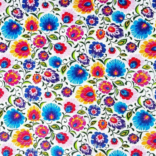 Tissu coton fleurs folk 50x80 cm