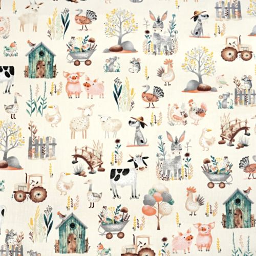 Tissu enfant animaux de la ferme 50x80cm