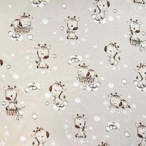 Tissu girafes beige et marron 50x80cm