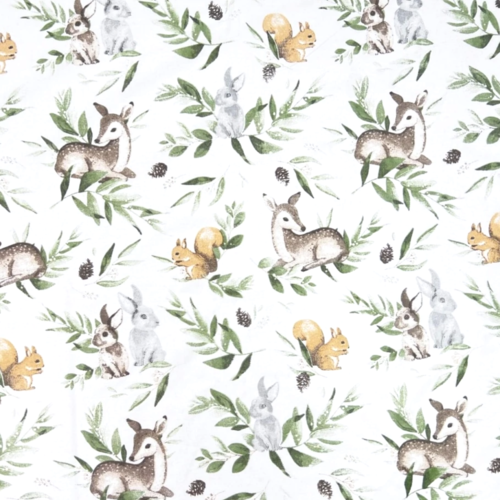 Tissu enfant animaux et feuillage 50x80cm