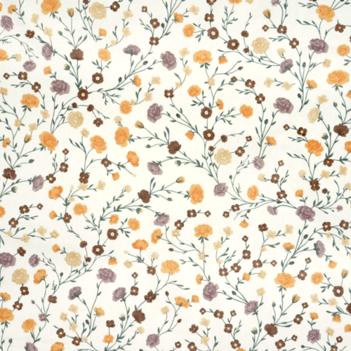 Tissu imprimé fleurs beige 50x80 cm