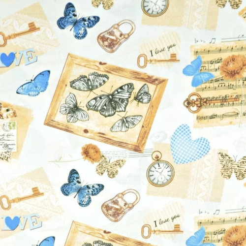 Tissu papillons 50x80 cm