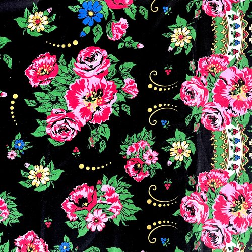 Tissu fleurs folk 50x80 cm