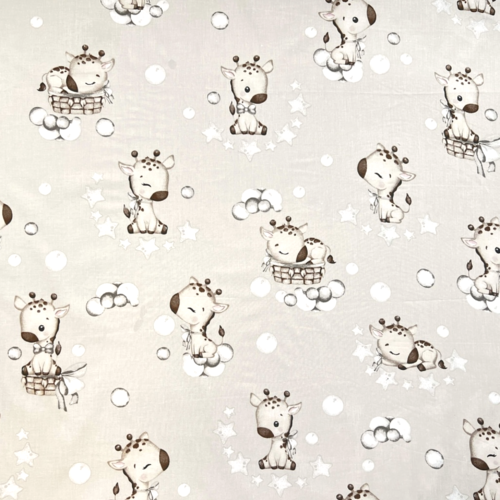 Tissu girafes beige et marron 50x80cm